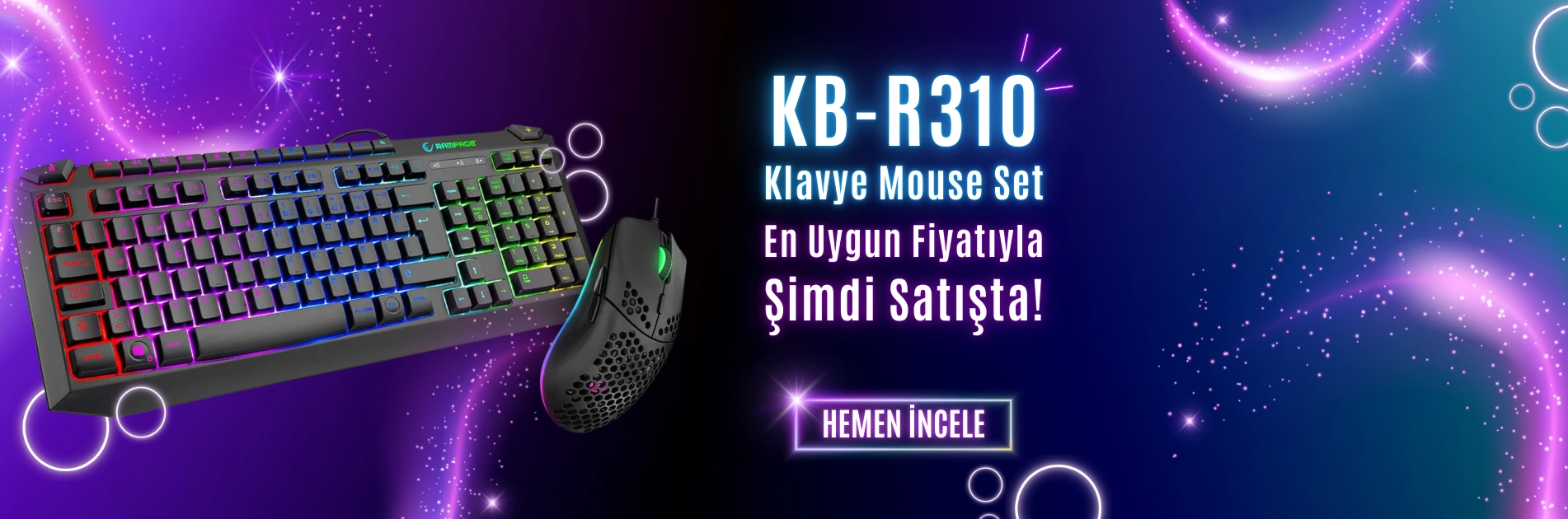 Rampage KB-R310 BROKER Oyuncu Klavye Mouse Set Smallman